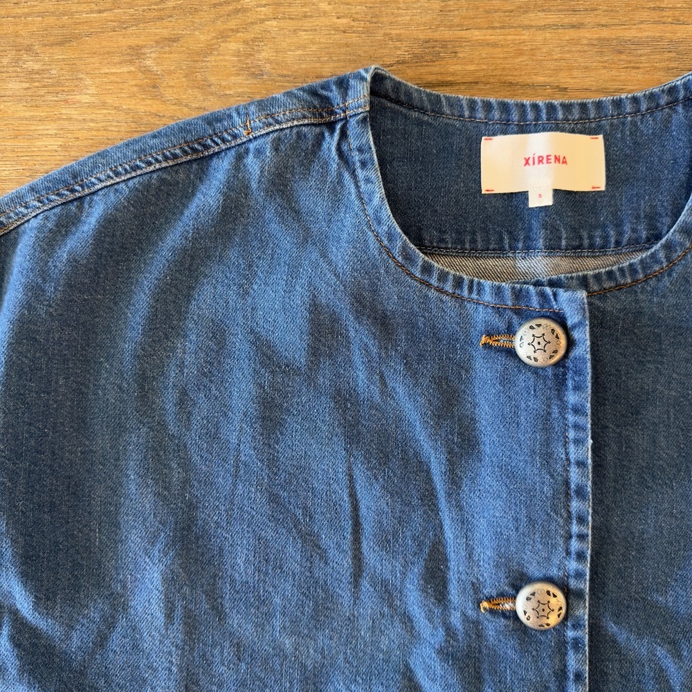 Xirena Paley Cropped Denim Boxy Oversized Jacket-Blue Jay-Womens Sze S-NWOT $345 - Picture 3 of 16
